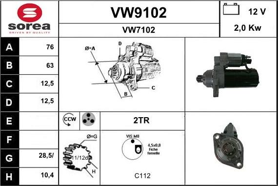 SNRA VW9102 - Стартер autozip.com.ua