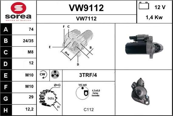 SNRA VW9112 - Стартер autozip.com.ua