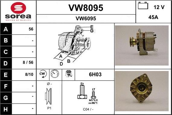 SNRA VW8095 - Генератор autozip.com.ua