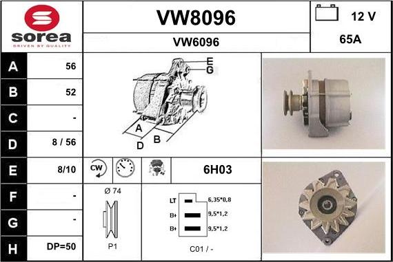 SNRA VW8096 - Генератор autozip.com.ua