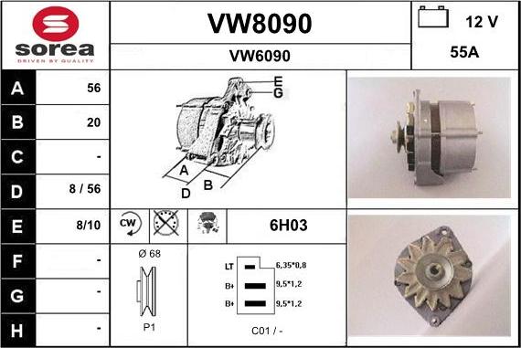 SNRA VW8090 - Генератор autozip.com.ua
