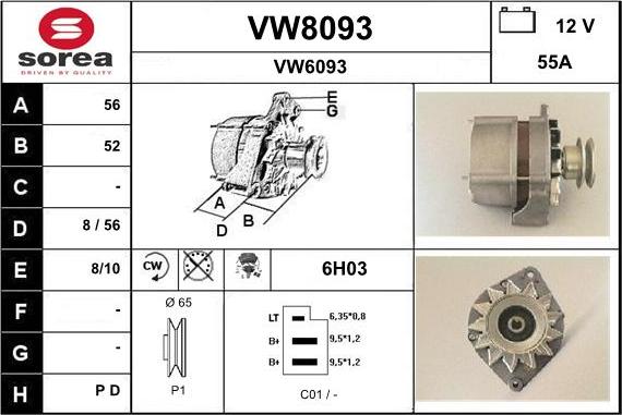 SNRA VW8093 - Генератор autozip.com.ua