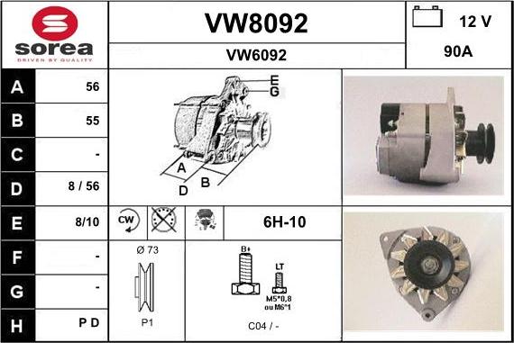 SNRA VW8092 - Генератор autozip.com.ua