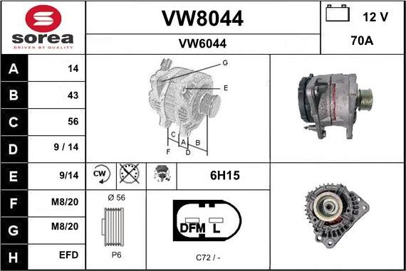 SNRA VW8044 - Генератор autozip.com.ua