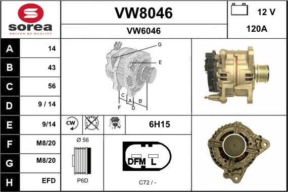 SNRA VW8046 - Генератор autozip.com.ua