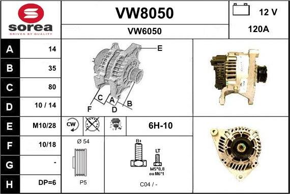 SNRA VW8050 - Генератор autozip.com.ua