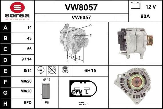 SNRA VW8057 - Генератор autozip.com.ua