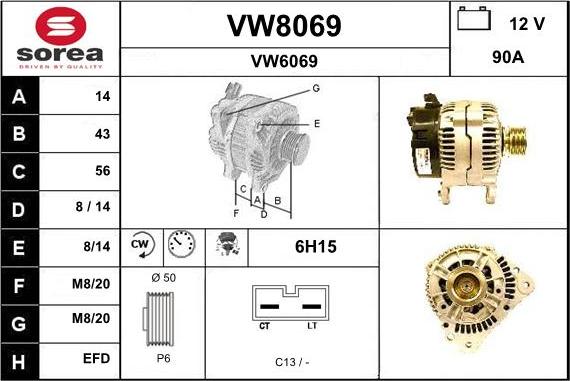 SNRA VW8069 - Генератор autozip.com.ua