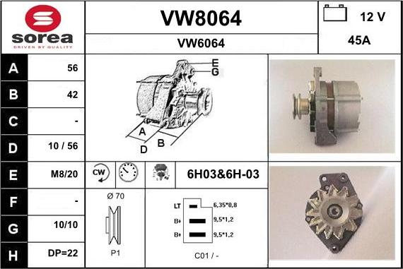 SNRA VW8064 - Генератор autozip.com.ua