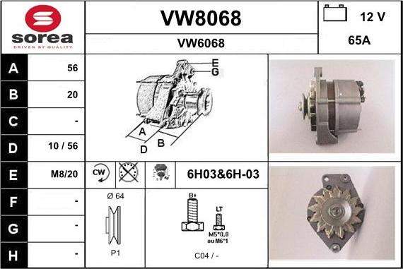 SNRA VW8068 - Генератор autozip.com.ua