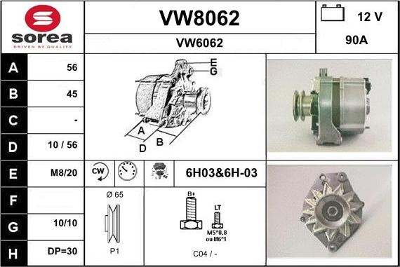 SNRA VW8062 - Генератор autozip.com.ua