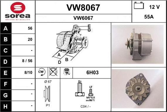 SNRA VW8067 - Генератор autozip.com.ua