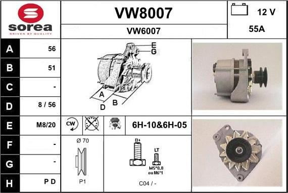 SNRA VW8007 - Генератор autozip.com.ua