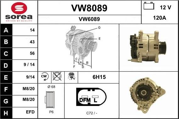 SNRA VW8089 - Генератор autozip.com.ua