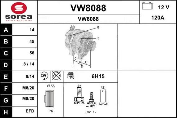 SNRA VW8088 - Генератор autozip.com.ua