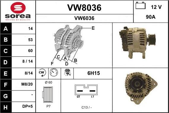 SNRA VW8036 - Генератор autozip.com.ua