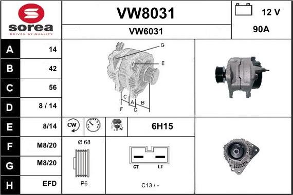 SNRA VW8031 - Генератор autozip.com.ua