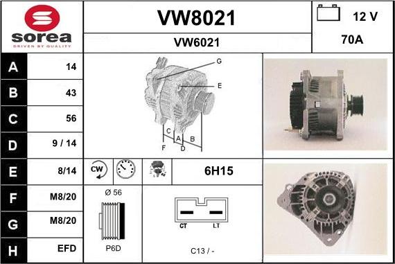 SNRA VW8021 - Генератор autozip.com.ua