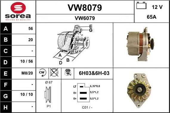 SNRA VW8079 - Генератор autozip.com.ua