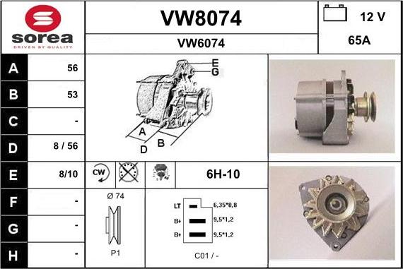 SNRA VW8074 - Генератор autozip.com.ua