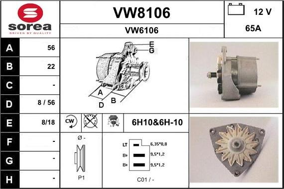 SNRA VW8106 - Генератор autozip.com.ua