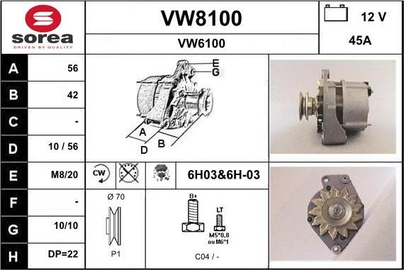 SNRA VW8100 - Генератор autozip.com.ua