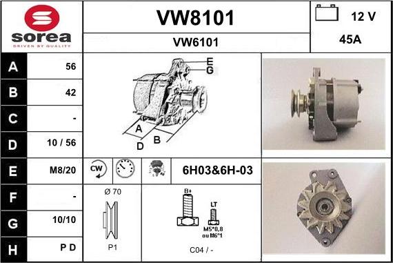 SNRA VW8101 - Генератор autozip.com.ua