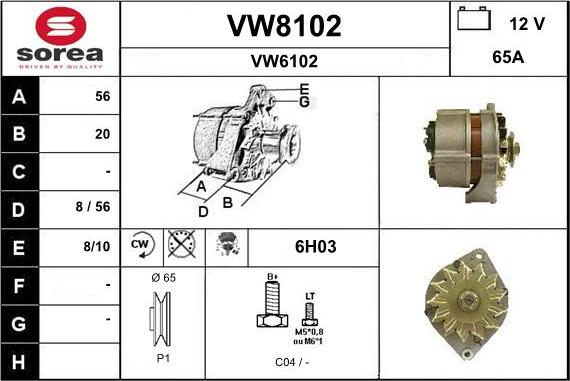 SNRA VW8102 - Генератор autozip.com.ua