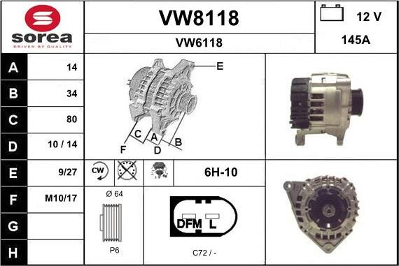 SNRA VW8118 - Генератор autozip.com.ua