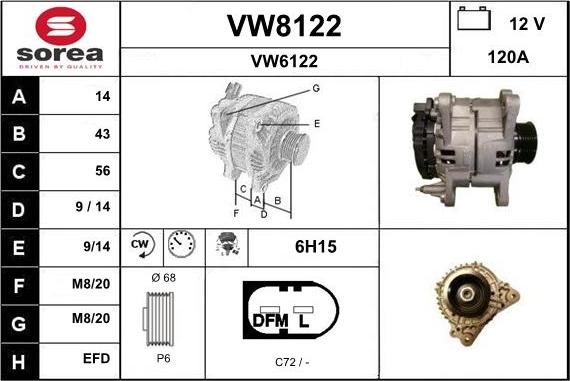 SNRA VW8122 - Генератор autozip.com.ua