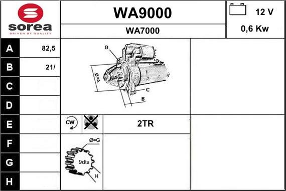 SNRA WA9000 - Стартер autozip.com.ua
