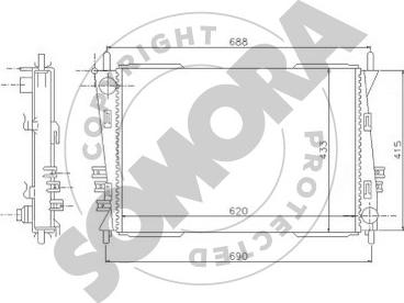 Somora 095240A - Радіатор, охолодження двигуна autozip.com.ua