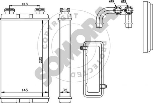 Somora 040350B - Теплообмінник, опалення салону autozip.com.ua