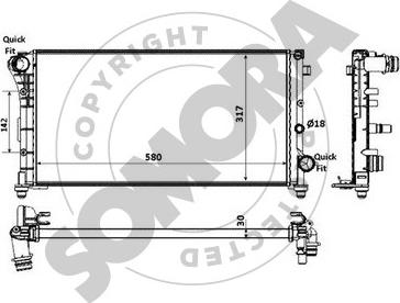Somora 080540A - Радіатор, охолодження двигуна autozip.com.ua