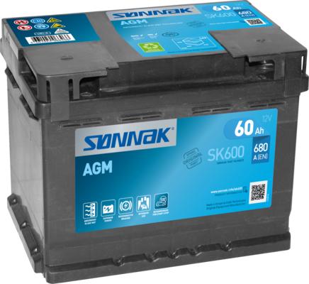 Sonnak SK600 - Стартерна акумуляторна батарея, АКБ autozip.com.ua