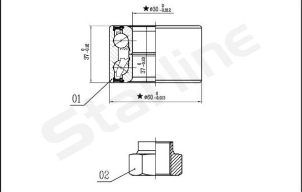 Starline LO 00559 - Комплект підшипника маточини колеса autozip.com.ua