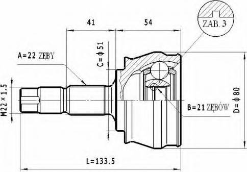 Statim C.136 - Шарнірний комплект, ШРУС, приводний вал autozip.com.ua