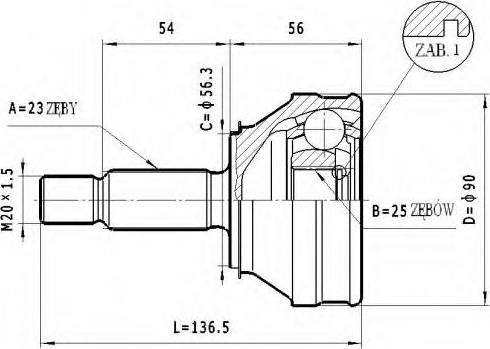 Statim C.364 - Шарнірний комплект, ШРУС, приводний вал autozip.com.ua