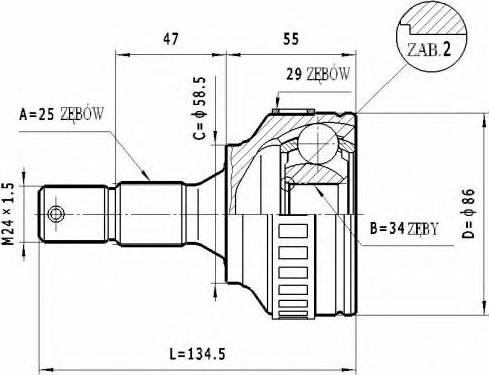 Statim C.266 - Шарнірний комплект, ШРУС, приводний вал autozip.com.ua