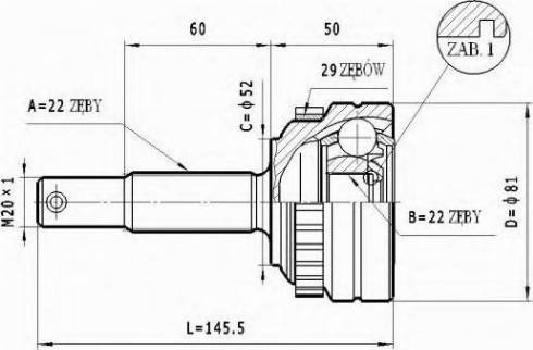 Statim C.222 - Шарнірний комплект, ШРУС, приводний вал autozip.com.ua