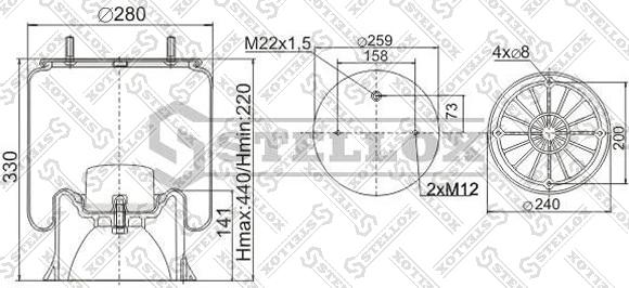 Stellox 90-40042-SX - Кожух пневматичної ресори autozip.com.ua