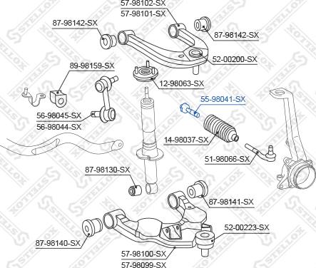 Stellox 55-98041-SX - Осьовий шарнір, рульова тяга autozip.com.ua