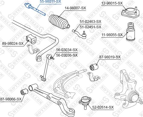 Stellox 55-98011-SX - Осьовий шарнір, рульова тяга autozip.com.ua