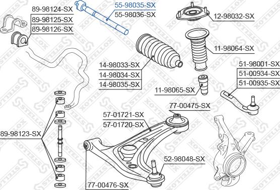 Stellox 55-98035-SX - Осьовий шарнір, рульова тяга autozip.com.ua