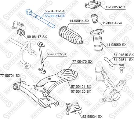 Stellox 55-98031-SX - Осьовий шарнір, рульова тяга autozip.com.ua