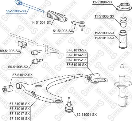 Stellox 55-51005-SX - Осьовий шарнір, рульова тяга autozip.com.ua