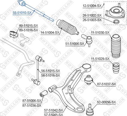 Stellox 55-51010-SX - Осьовий шарнір, рульова тяга autozip.com.ua