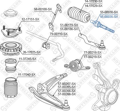 Stellox 55-00035-SX - Осьовий шарнір, рульова тяга autozip.com.ua