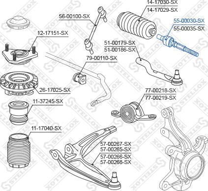 Stellox 55-00030-SX - Осьовий шарнір, рульова тяга autozip.com.ua