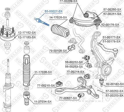 Stellox 55-00027-SX - Осьовий шарнір, рульова тяга autozip.com.ua